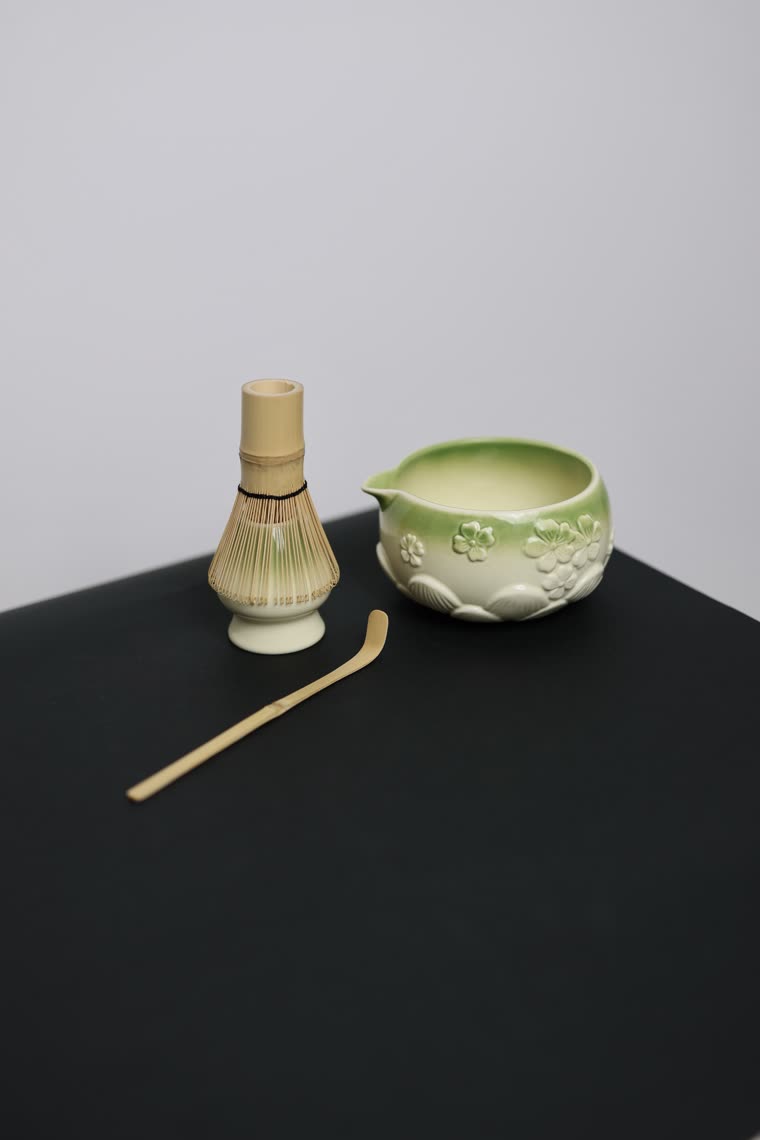 The Blossom Set — floral green bowl and whisk